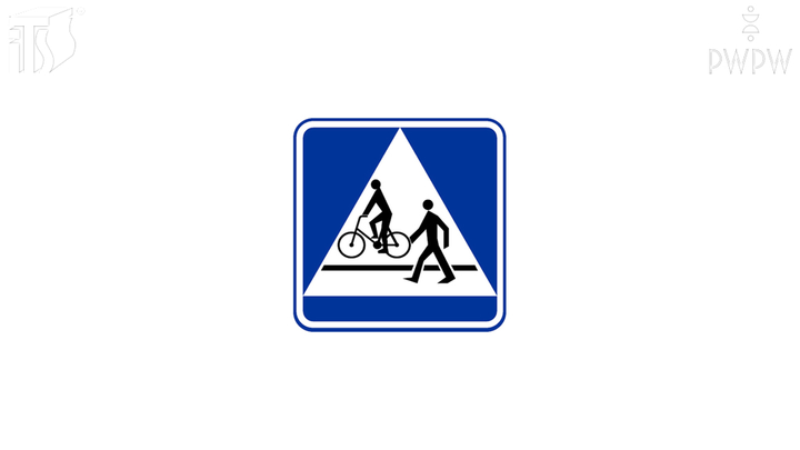 Czy zbliżając się do miejsca oznaczonego tym znakiem, powinieneś zmniejszyć prędkość tak, aby nie narazić na niebezpieczeństwo pieszych lub rowerzystów znajdujących się na przejściu lub przejeździe?