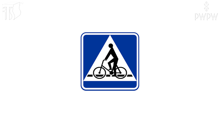 Czy ten znak informuje o przejściu dla pieszych, po którym mogą przejeżdżać rowerzyści?